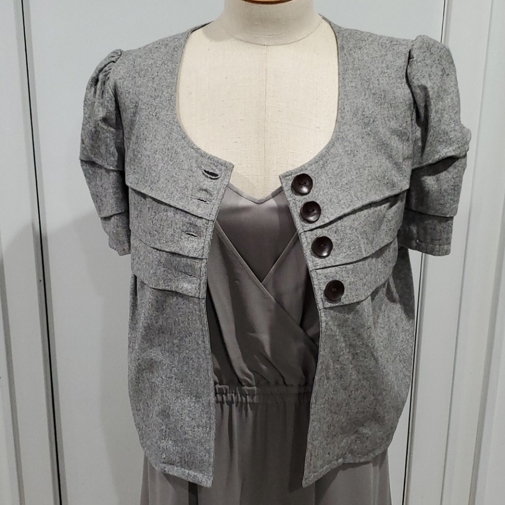 Trinity Woven Wool Cropped Gray Jacket sz Medium